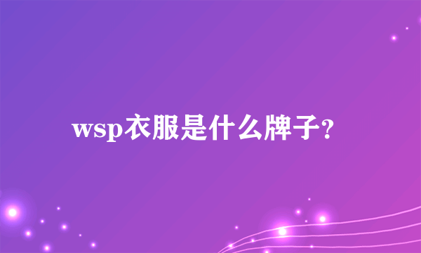 wsp衣服是什么牌子？