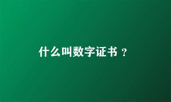 什么叫数字证书 ？