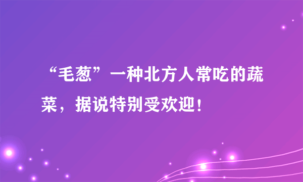 “毛葱”一种北方人常吃的蔬菜，据说特别受欢迎！