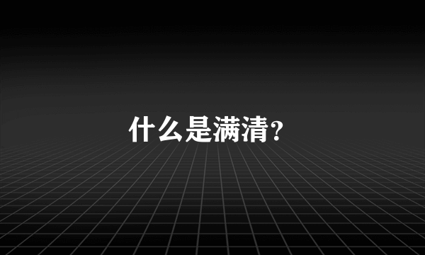 什么是满清？