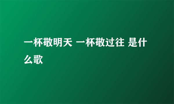 一杯敬明天 一杯敬过往 是什么歌