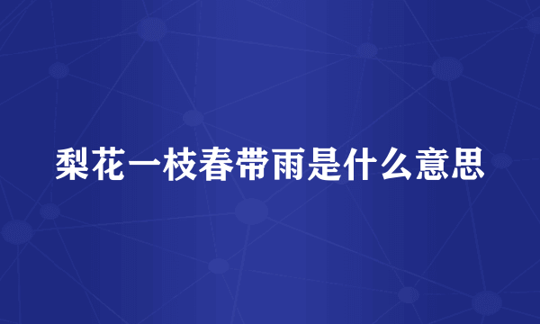 梨花一枝春带雨是什么意思