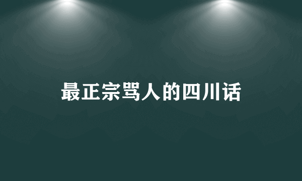 最正宗骂人的四川话