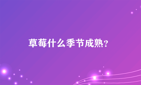 草莓什么季节成熟？