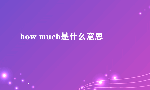 how much是什么意思