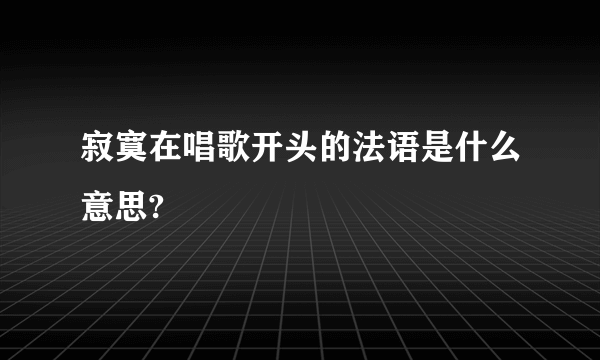 寂寞在唱歌开头的法语是什么意思?