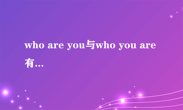 who are you与who you are 有什么区别?