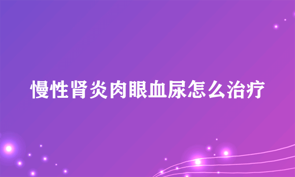 慢性肾炎肉眼血尿怎么治疗