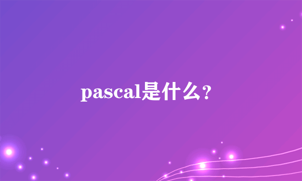 pascal是什么？