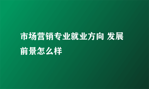 市场营销专业就业方向 发展前景怎么样