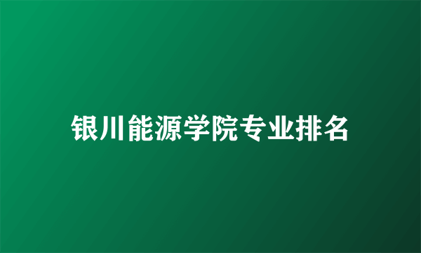 银川能源学院专业排名