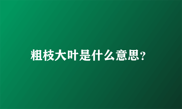 粗枝大叶是什么意思？