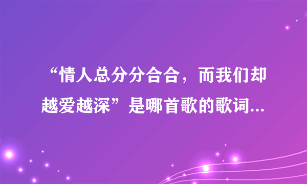 “情人总分分合合，而我们却越爱越深”是哪首歌的歌词中的一句？