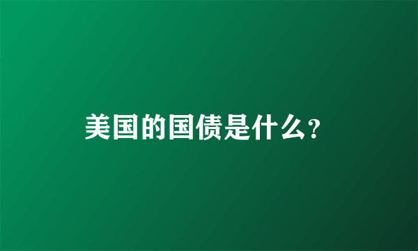 美国的国债是什么？