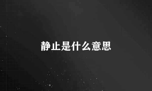 静止是什么意思