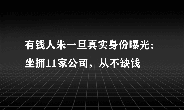 有钱人朱一旦真实身份曝光：坐拥11家公司，从不缺钱