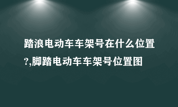 踏浪电动车车架号在什么位置?,脚踏电动车车架号位置图