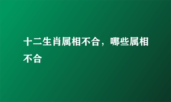 十二生肖属相不合，哪些属相不合