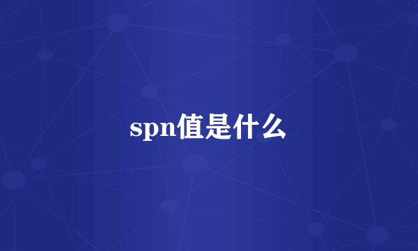 spn值是什么