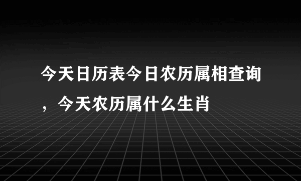 今天日历表今日农历属相查询，今天农历属什么生肖