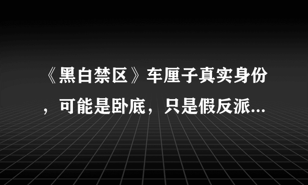 《黑白禁区》车厘子真实身份，可能是卧底，只是假反派-飞外网