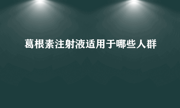 葛根素注射液适用于哪些人群