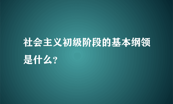 社会主义初级阶段的基本纲领是什么？