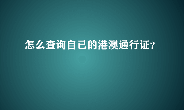 怎么查询自己的港澳通行证？