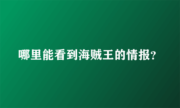 哪里能看到海贼王的情报？