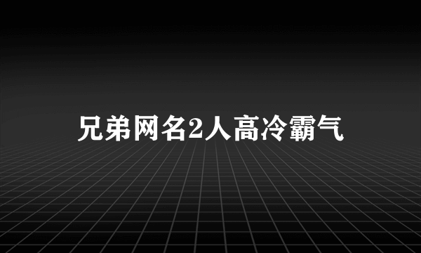 兄弟网名2人高冷霸气