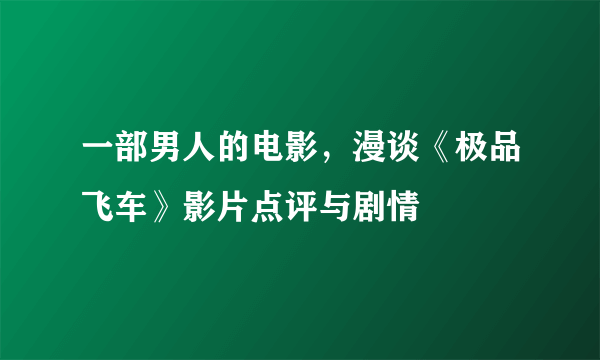 一部男人的电影，漫谈《极品飞车》影片点评与剧情