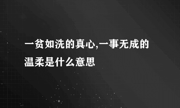 一贫如洗的真心,一事无成的温柔是什么意思