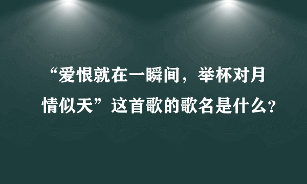 “爱恨就在一瞬间，举杯对月情似天”这首歌的歌名是什么？