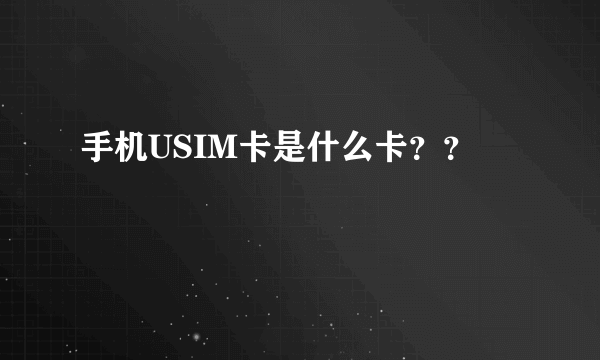 手机USIM卡是什么卡？？