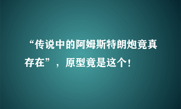 “传说中的阿姆斯特朗炮竟真存在”，原型竟是这个！