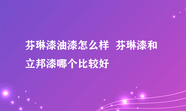 芬琳漆油漆怎么样  芬琳漆和立邦漆哪个比较好