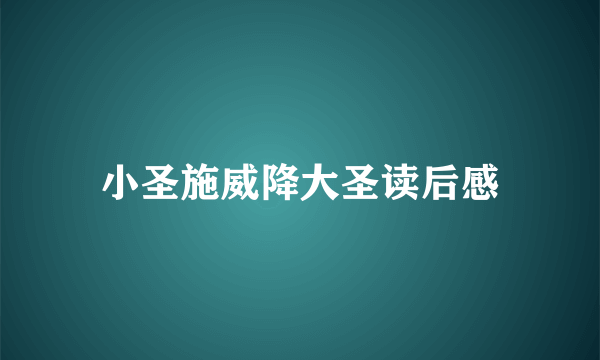 小圣施威降大圣读后感