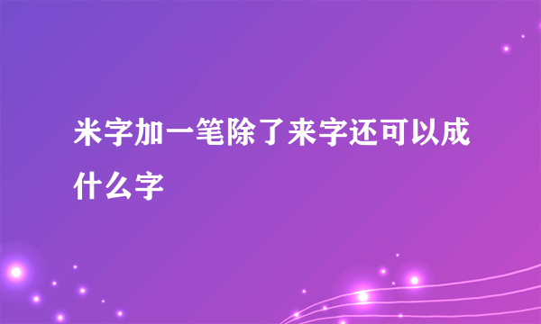 米字加一笔除了来字还可以成什么字