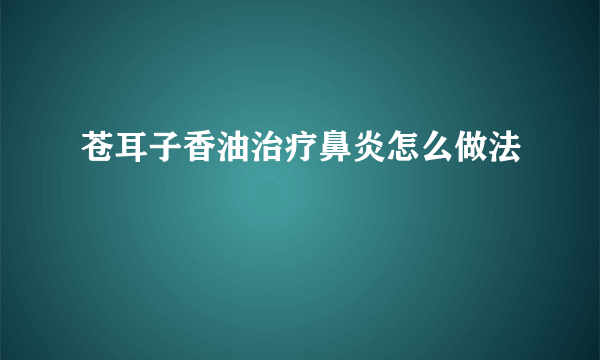 苍耳子香油治疗鼻炎怎么做法