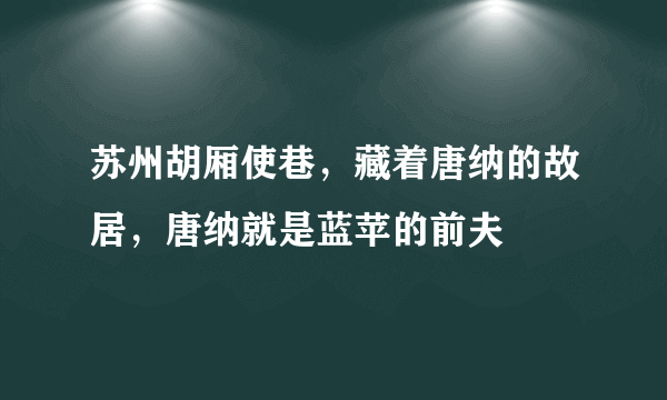 苏州胡厢使巷，藏着唐纳的故居，唐纳就是蓝苹的前夫