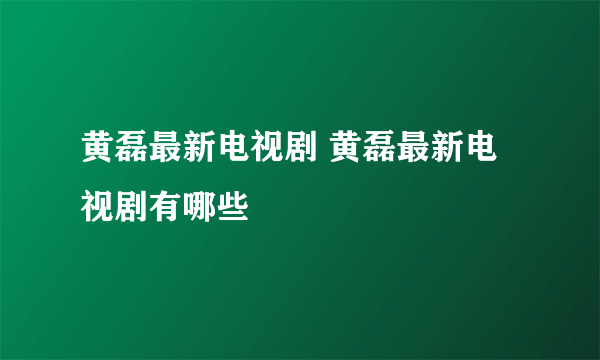 黄磊最新电视剧 黄磊最新电视剧有哪些