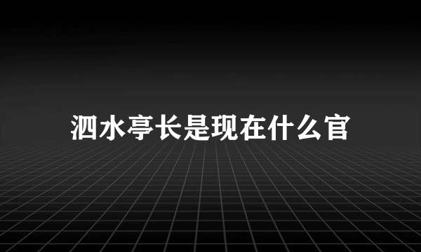 泗水亭长是现在什么官