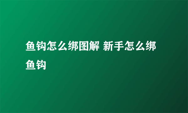 鱼钩怎么绑图解 新手怎么绑鱼钩