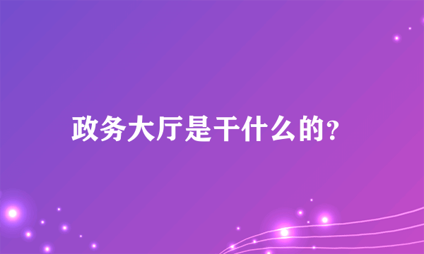 政务大厅是干什么的？