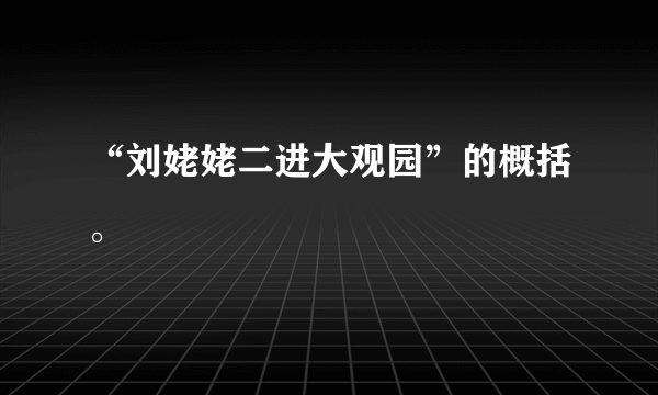 “刘姥姥二进大观园”的概括。