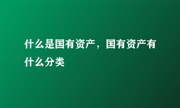 什么是国有资产，国有资产有什么分类