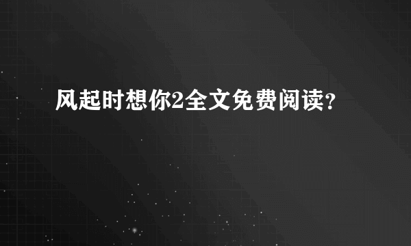 风起时想你2全文免费阅读？