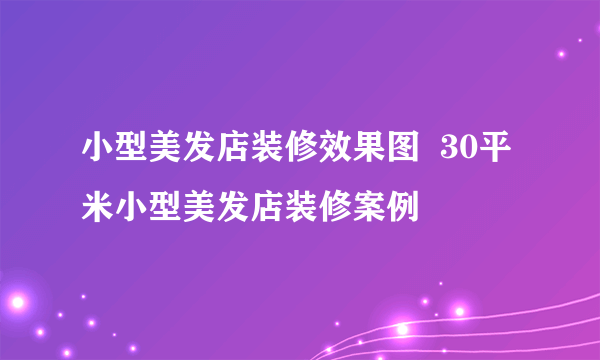 小型美发店装修效果图  30平米小型美发店装修案例