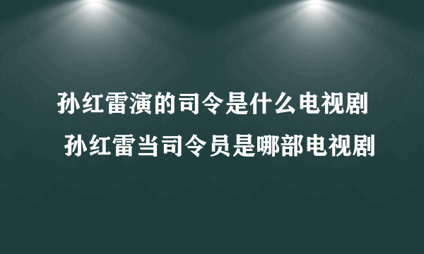 孙红雷演的司令是什么电视剧 孙红雷当司令员是哪部电视剧