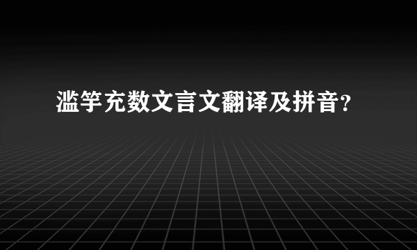 滥竽充数文言文翻译及拼音？